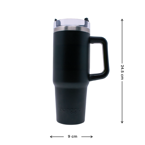 THERMO YAKK PP30 con aza y aislamiento hermético ALLOYTECH, tapa corrediza y popote , 900 ml
