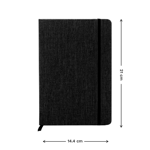 Libreta ecológica CRAFTT FC13 tamaño A5  (14.4 x 21 cm), con 100 hojas y cubierta dura hecha de botellas y papel reciclado. Ideal para notas, bocetos o diario. Diseño resistente, profesional y sustentable.