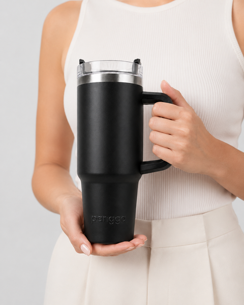 THERMO YAKK PP30 con aza y aislamiento hermético ALLOYTECH, tapa corrediza y popote , 900 ml