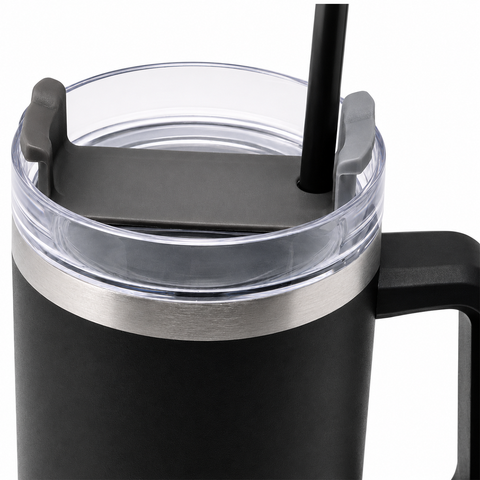THERMO YAKK PP30 con aza y aislamiento hermético ALLOYTECH, tapa corrediza y popote , 900 ml