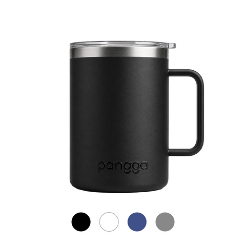 TERMO YAKK SS12 con asa de acero inoxidable ALLOYTECH y aislamiento hermético, con tapa corrediza ANTI-LEEK, Tazas que se Mantienen Frías y Calientes, 350 ml