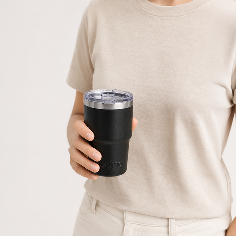 TERMO YAKK SS12 con asa de acero inoxidable ALLOYTECH y aislamiento hermético, con tapa corrediza ANTI-LEEK, Tazas que se Mantienen Frías y Calientes, 350 ml